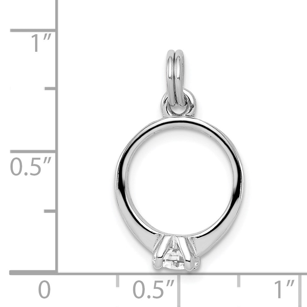 Sterlingsilber Rhodium-platedcz Poliert Ring Charm