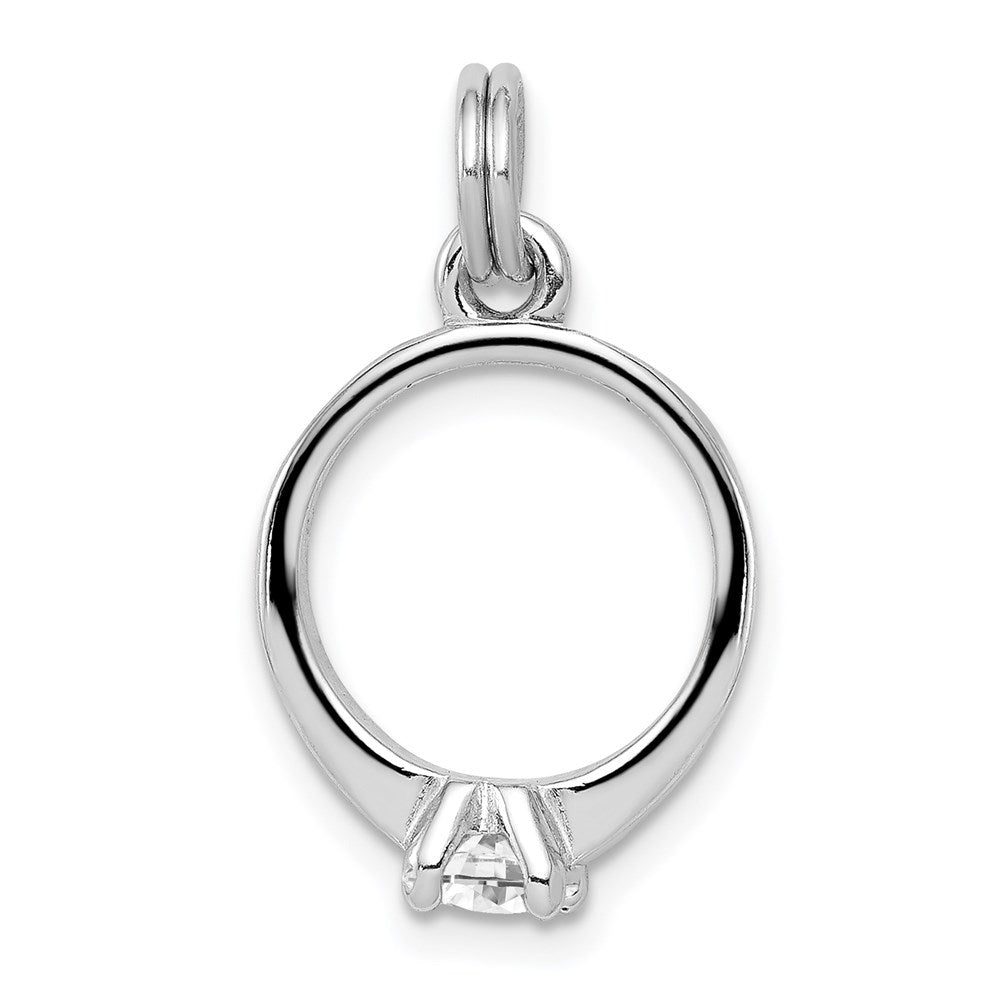 Sterlingsilber Rhodium-platedcz Poliert Ring Charm