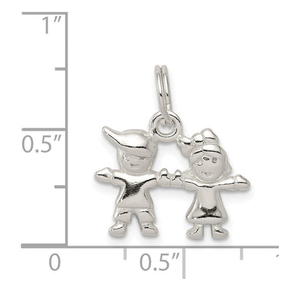 Sterlingsilber Poliert Junge und Mädchen Charm