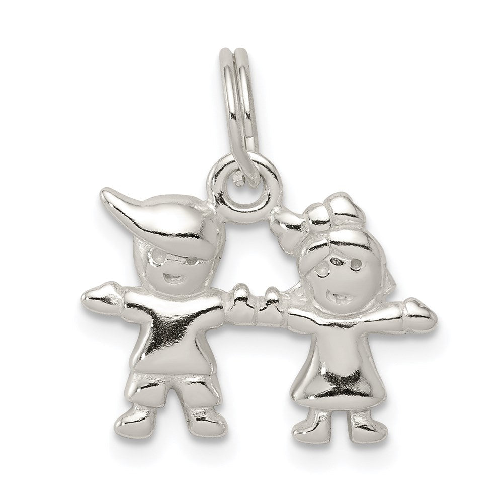 Sterlingsilber Poliert Junge und Mädchen Charm