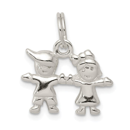 Sterlingsilber Poliert Junge und Mädchen Charm