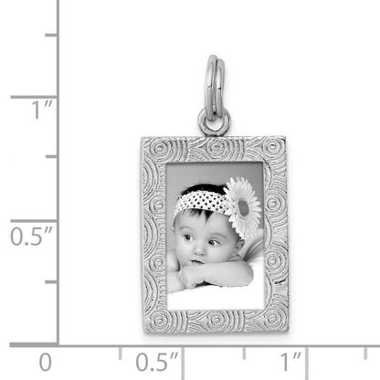 Sterlingsilber Rhodiniert Strukturiert Picture Rahmen Charm