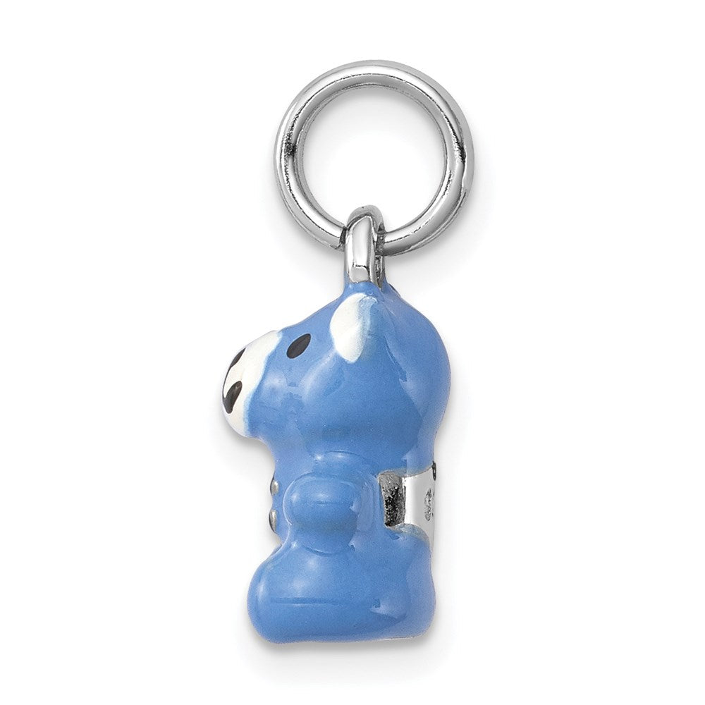 Sterlingsilber Rhodium-platedblue & Emaille Teddy Bär Charm