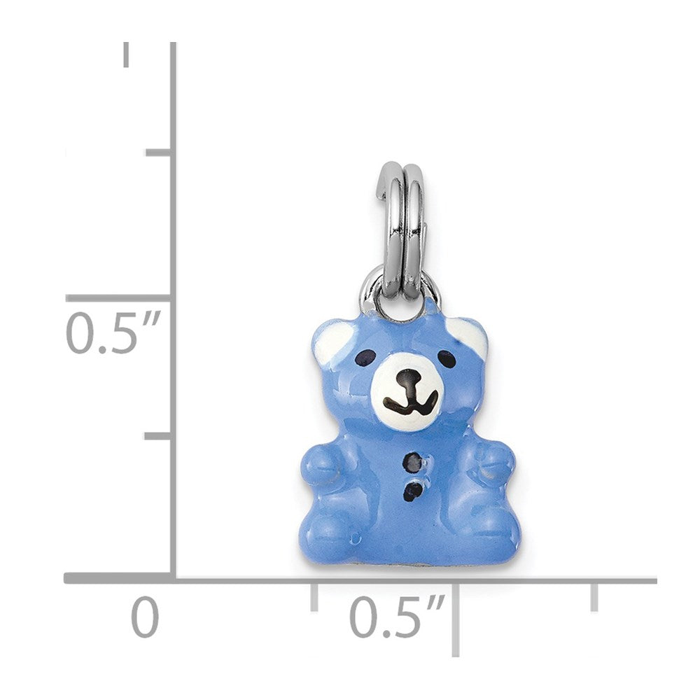 Sterlingsilber Rhodium-platedblue & Emaille Teddy Bär Charm