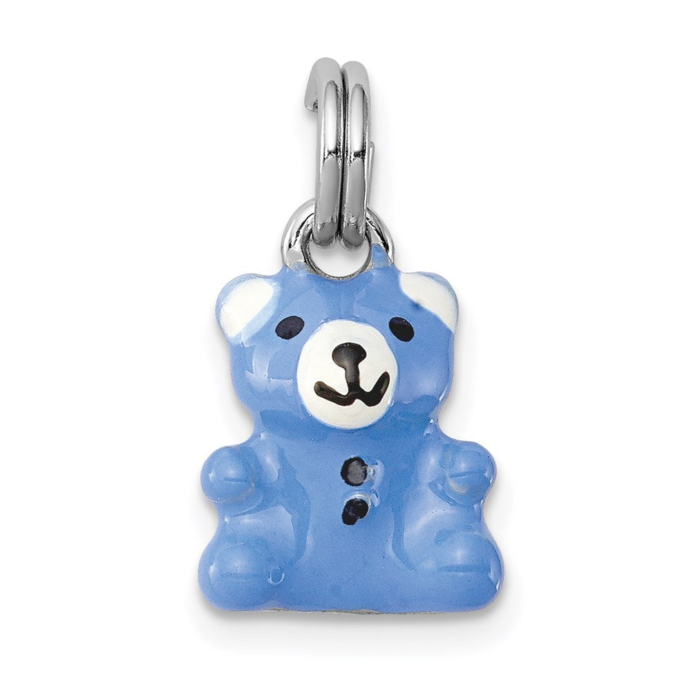 Sterlingsilber Rhodium-platedblue & Emaille Teddy Bär Charm