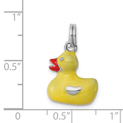 Sterlingsilber Rhodiniert Emaille Duck Charm