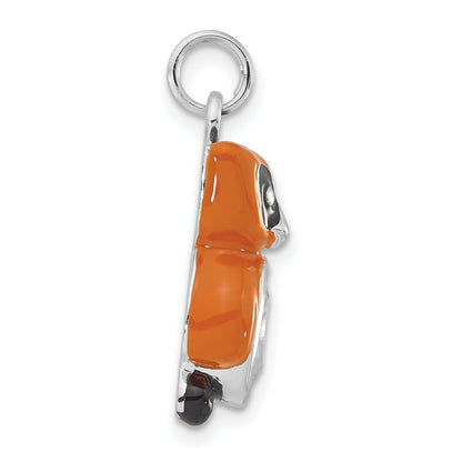 Sterlingsilber Poliert Zirkonia Emailliert Eule Charm
