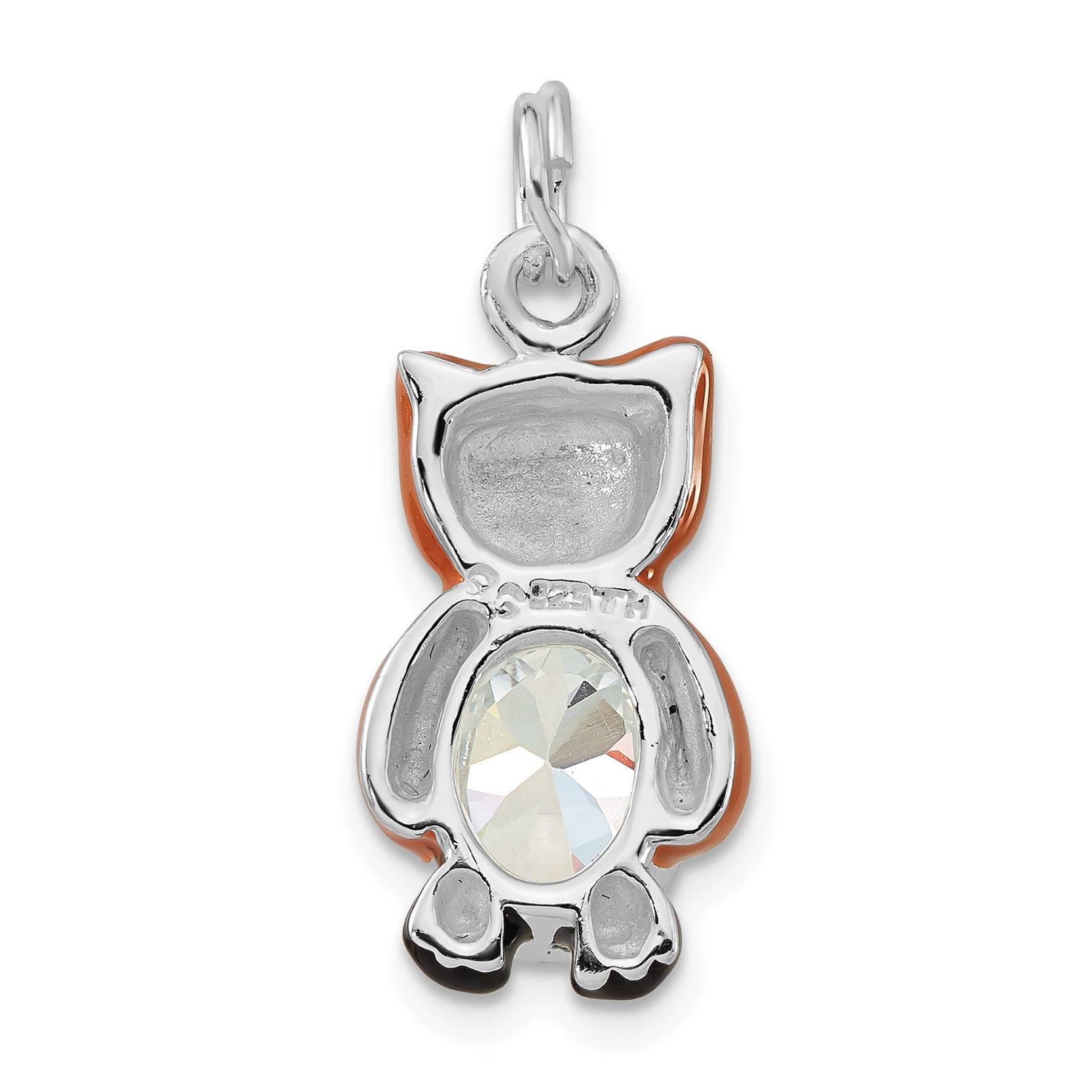 Sterlingsilber Poliert Zirkonia Emailliert Eule Charm