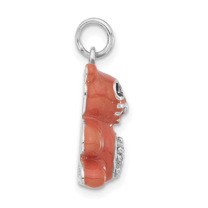 Sterlingsilber Poliert Zirkonia Emailliert Raccoon Charm