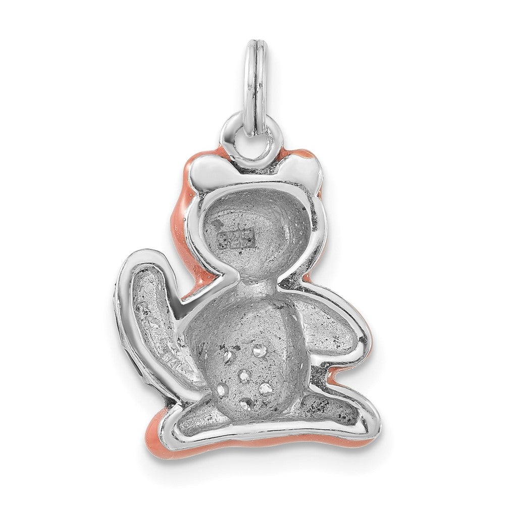 Sterlingsilber Poliert Zirkonia Emailliert Raccoon Charm
