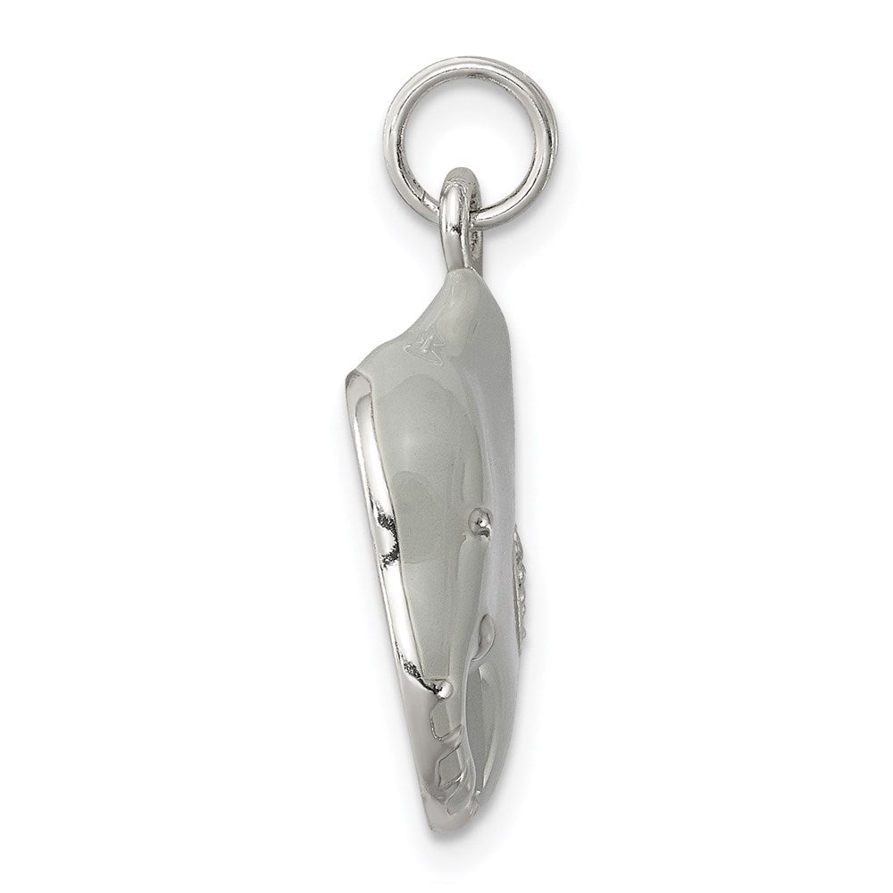 Sterlingsilber Zirkonia Grau Emailliert Poliert Elefant Charm