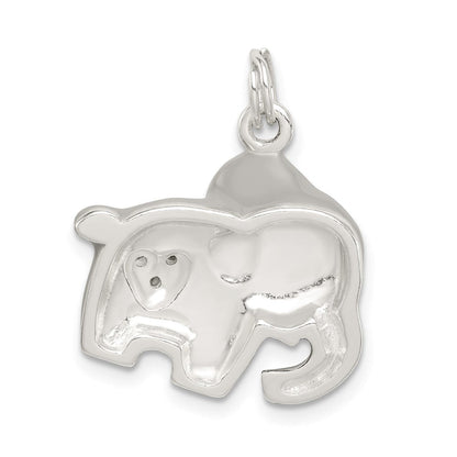 Sterlingsilber Zirkonia Grau Emailliert Poliert Elefant Charm