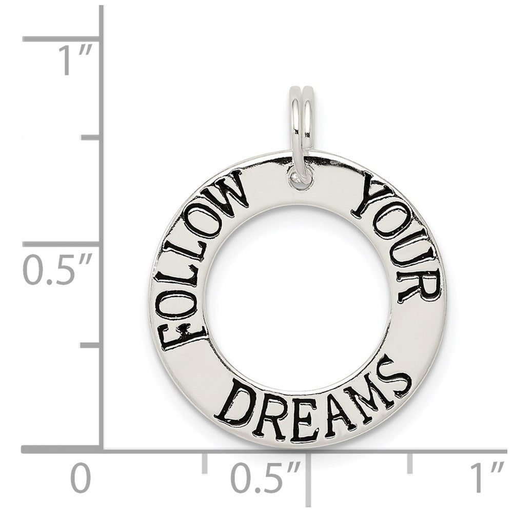 Sterlingsilber Poliert Emailliert Follow Your Dreams Kreis Charm