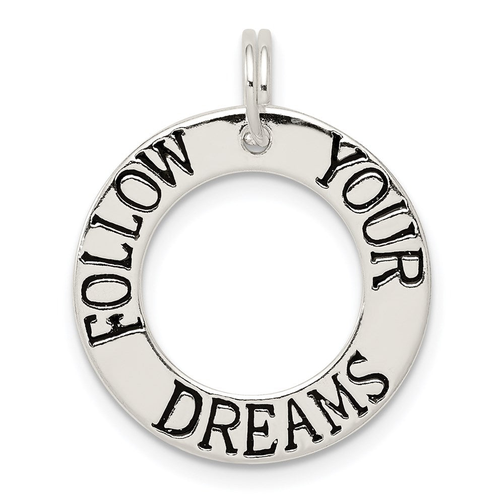 Sterlingsilber Poliert Emailliert Follow Your Dreams Kreis Charm