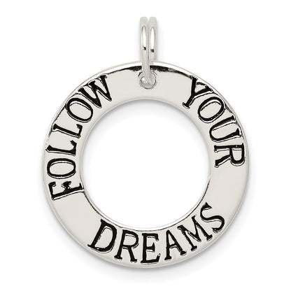 Sterlingsilber Poliert Emailliert Follow Your Dreams Kreis Charm