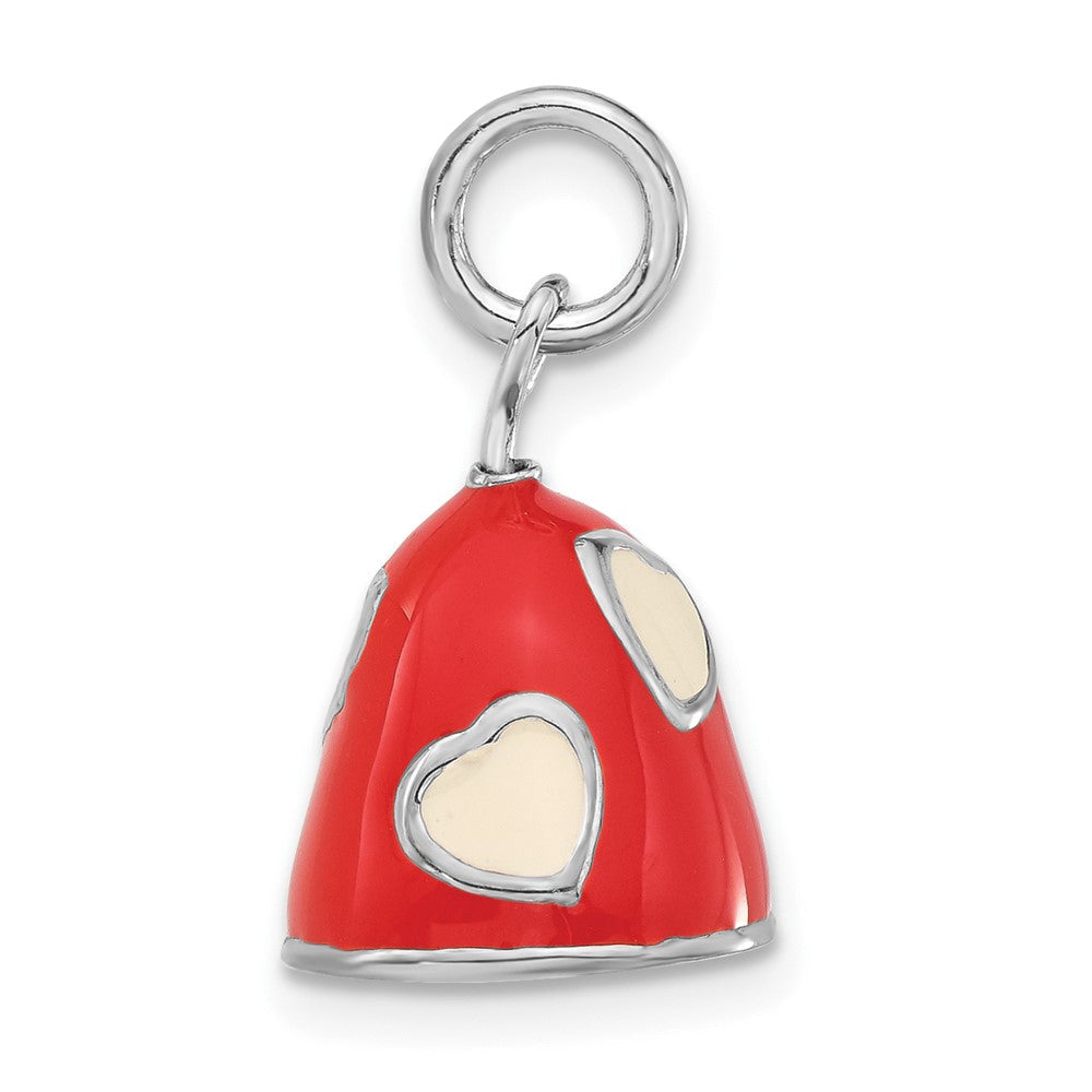 Sterlingsilber 3-d Poliert Coral & Weiß Emailliert Bell Charm