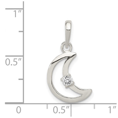 Sterlingsilber & Zirkonia Poliert Mond Anhänger