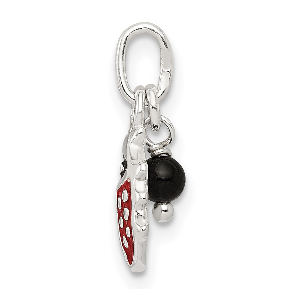 Sterlingsilber Rot Emailliert Marienkäfer mit Perle Charm
