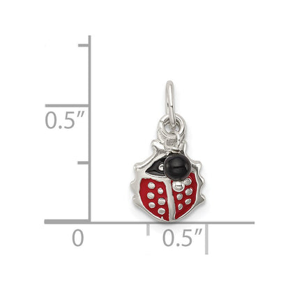 Sterlingsilber Rot Emailliert Marienkäfer mit Perle Charm