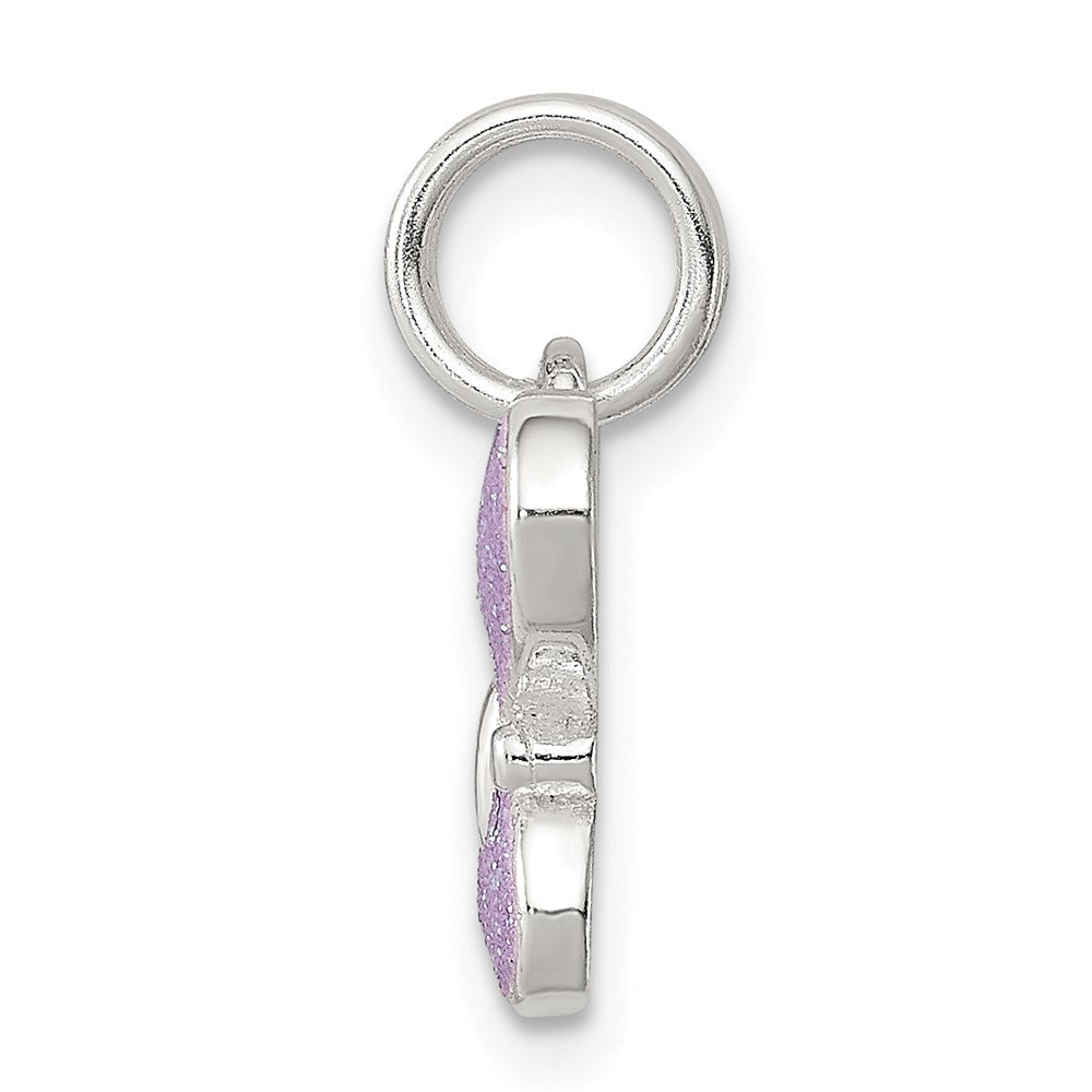 Sterlingsilber Rhodiniert Lila Emaille Poliert Schmetterling Charm
