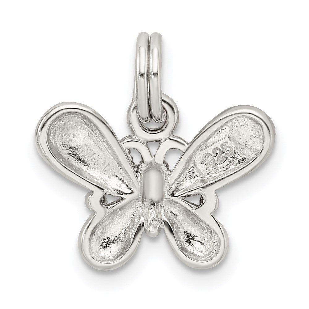 Sterlingsilber Rhodiniert Lila Emaille Poliert Schmetterling Charm