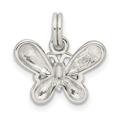 Sterlingsilber Rhodiniert Lila Emaille Poliert Schmetterling Charm