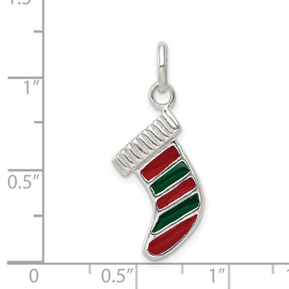 Sterlingsilber Emailliert Weihnachten Stocking Charm