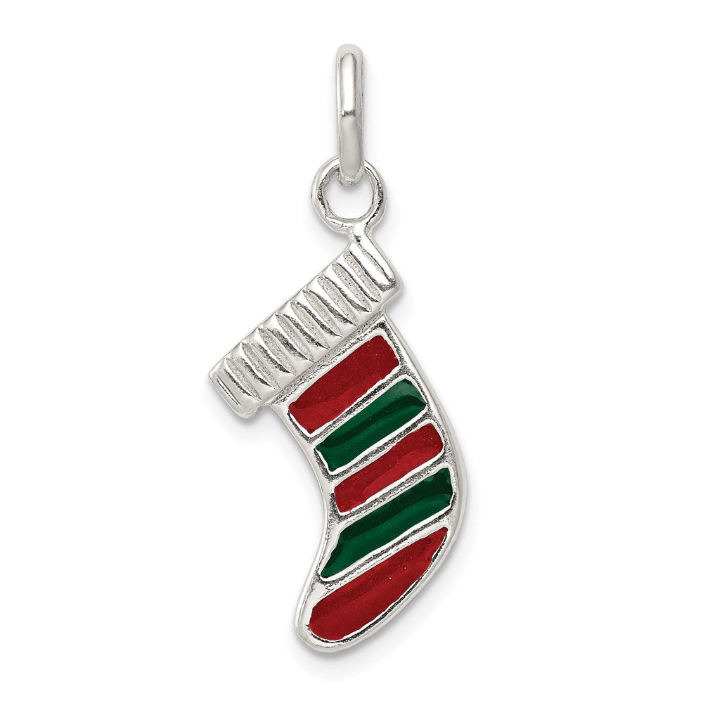 Sterlingsilber Emailliert Weihnachten Stocking Charm