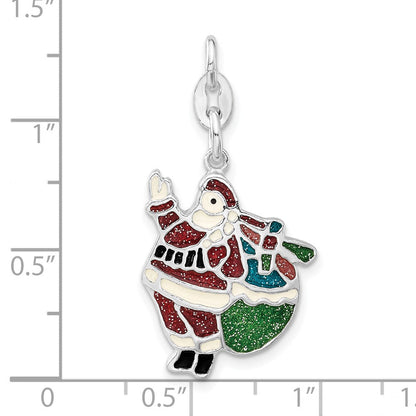 Sterlingsilber Emailliert Santa Charm