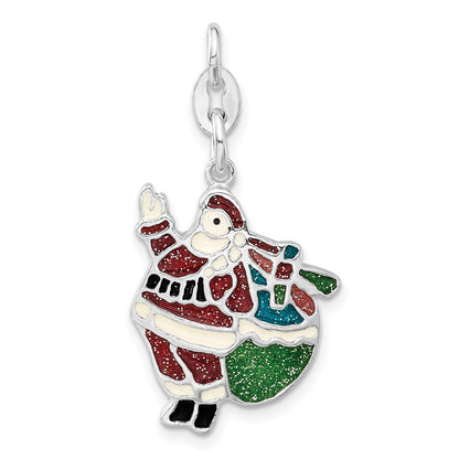 Sterlingsilber Emailliert Santa Charm