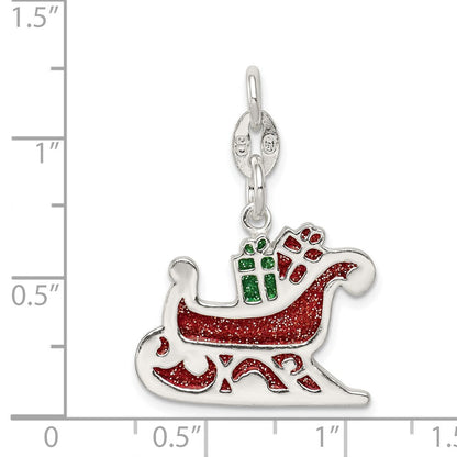 Sterlingsilber Emailliert Santa Sled Charm