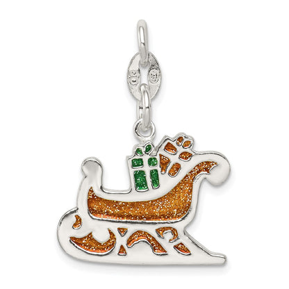 Sterlingsilber Emailliert Santa Sled Charm