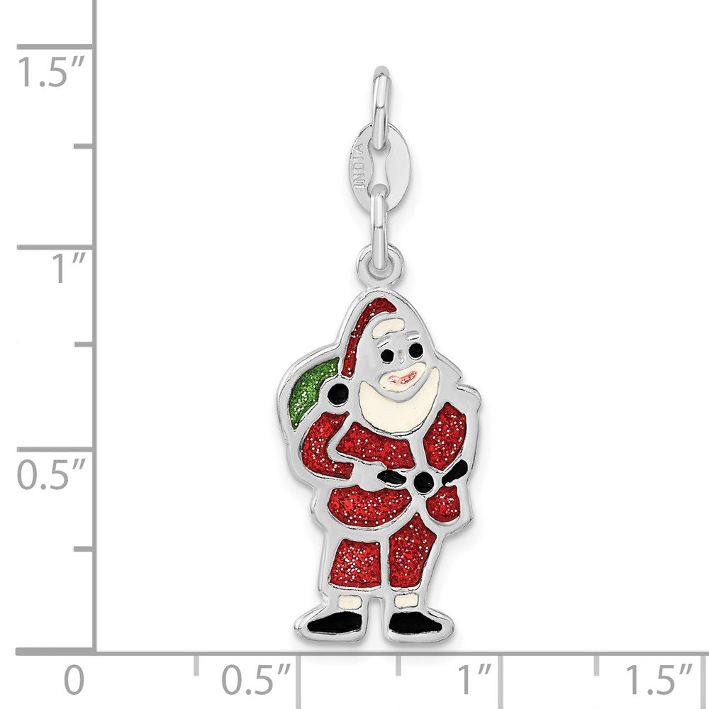 Sterlingsilber Poliert & Emailliert Santa Charm