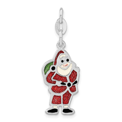 Sterlingsilber Poliert & Emailliert Santa Charm