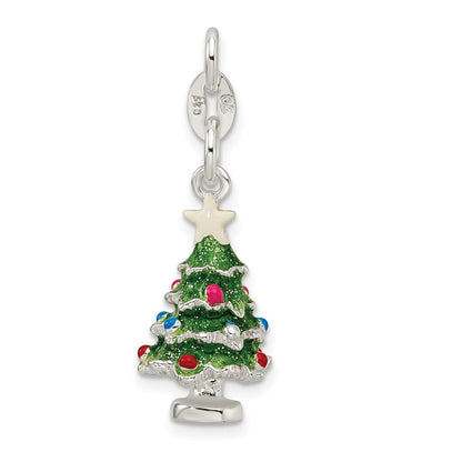Sterlingsilber Emailliert Weihnachten Baum Charm