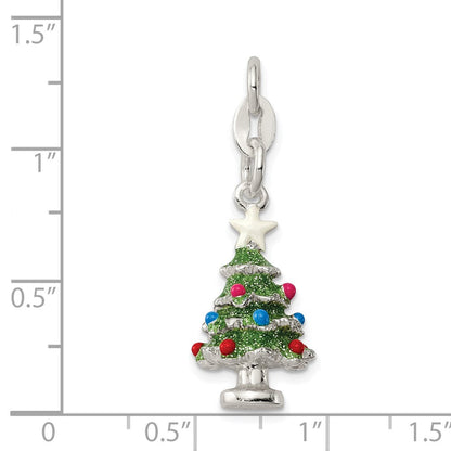 Sterlingsilber Emailliert Weihnachten Baum Charm