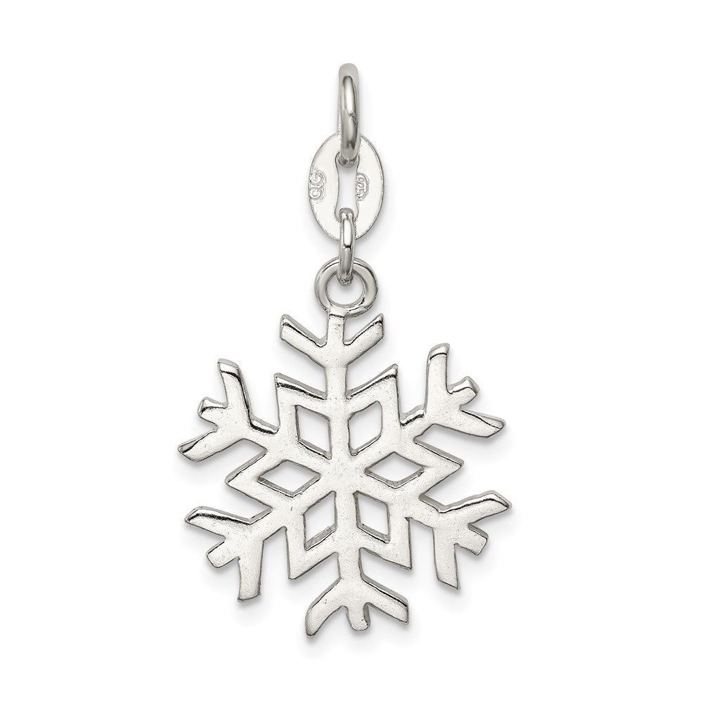 Sterlingsilber Poliert Schneeflocke Charm