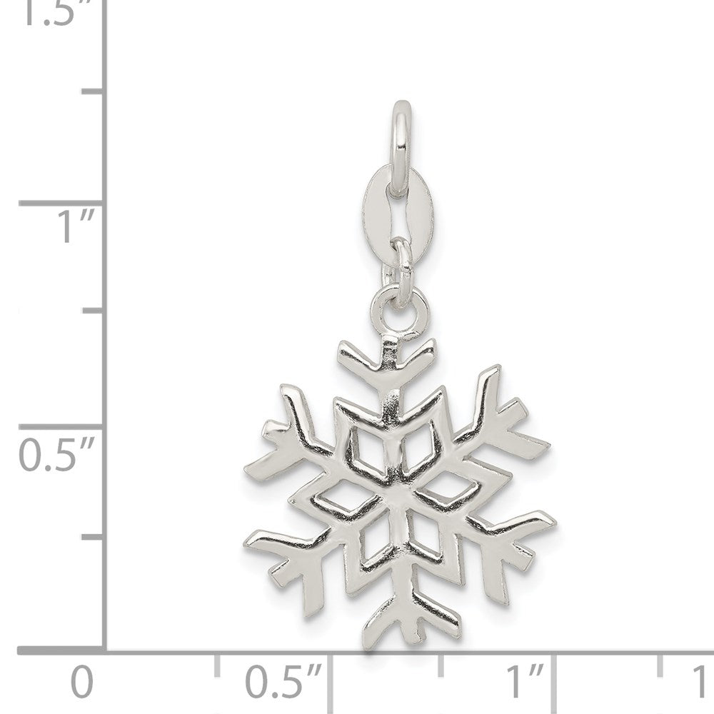 Sterlingsilber Poliert Schneeflocke Charm