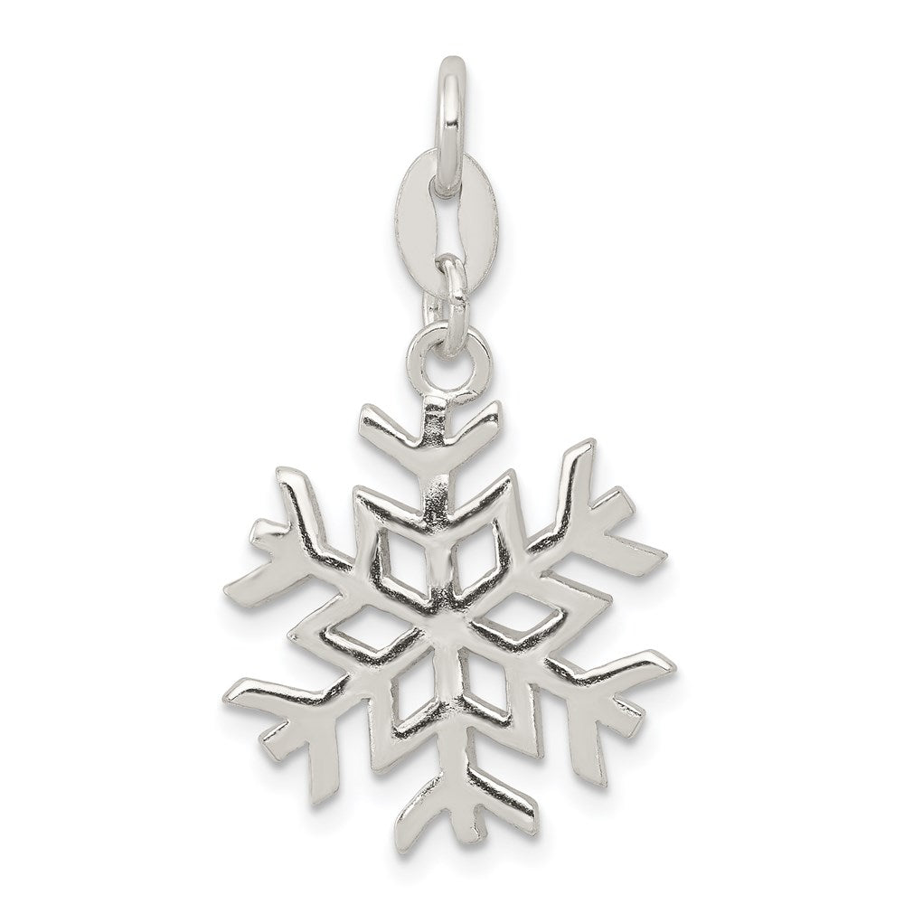 Sterlingsilber Poliert Schneeflocke Charm