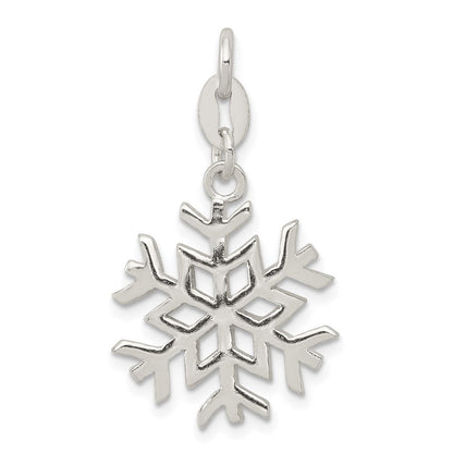 Sterlingsilber Poliert Schneeflocke Charm