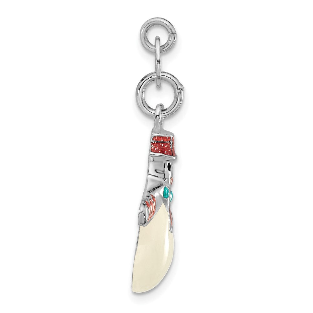 Sterlingsilber Poliert Mehrfarbig Emailliert Snowman Charm