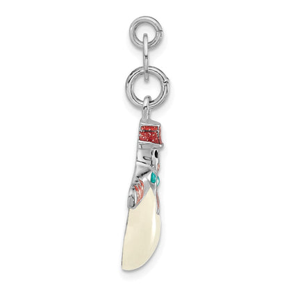 Sterlingsilber Poliert Mehrfarbig Emailliert Snowman Charm
