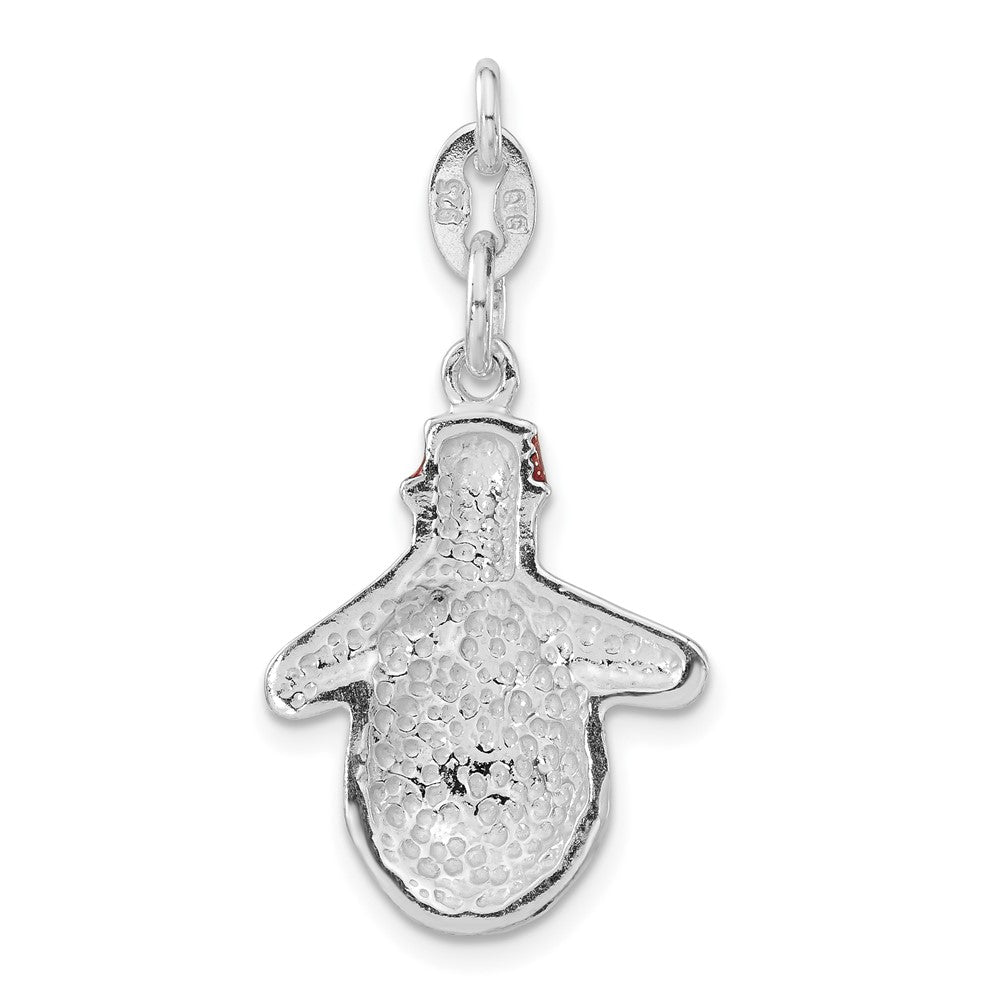 Sterlingsilber Poliert Mehrfarbig Emailliert Snowman Charm