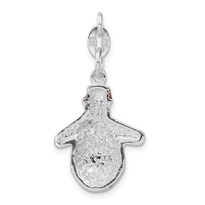 Sterlingsilber Poliert Mehrfarbig Emailliert Snowman Charm