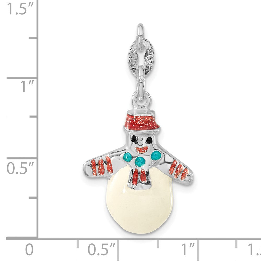 Sterlingsilber Poliert Mehrfarbig Emailliert Snowman Charm