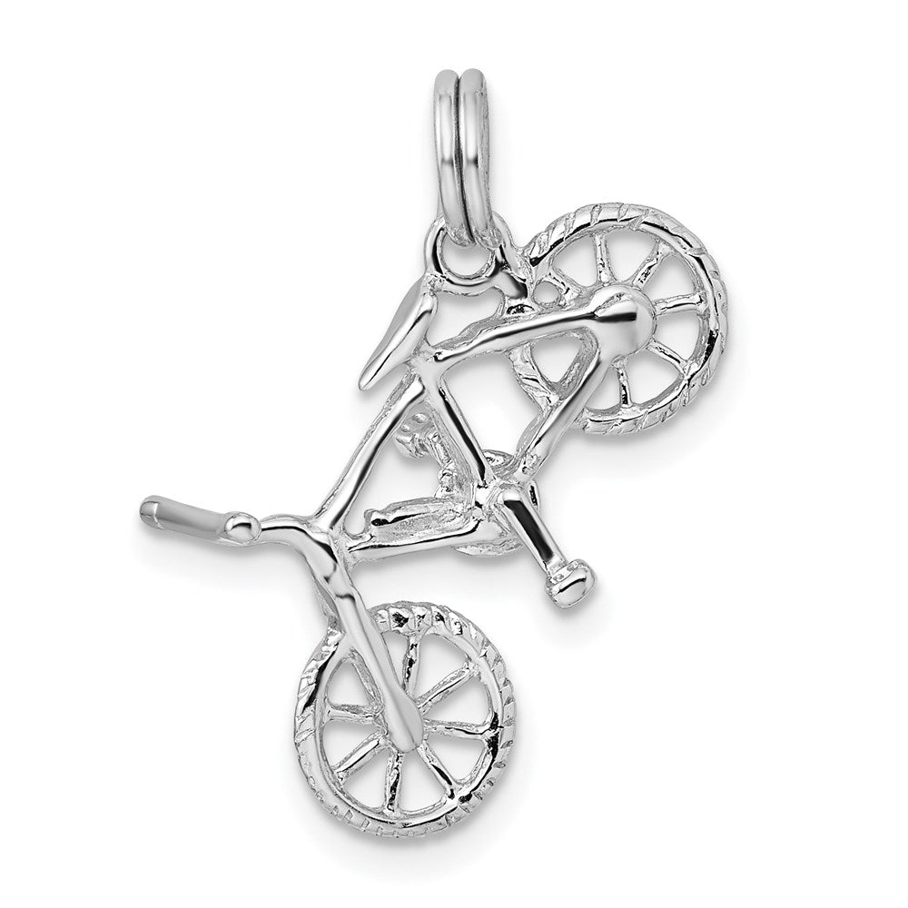 Sterlingsilber Rhodium-platedpolished Bicycle Charm