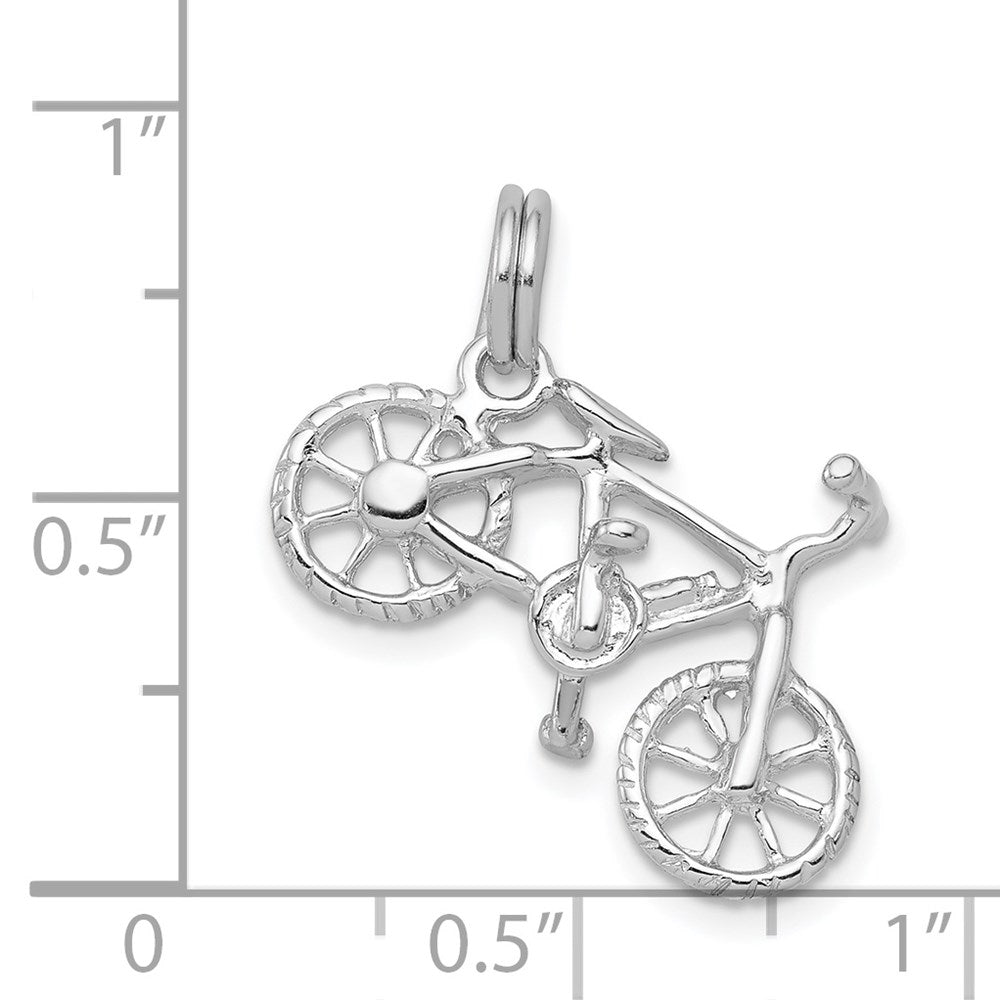 Sterlingsilber Rhodium-platedpolished Bicycle Charm