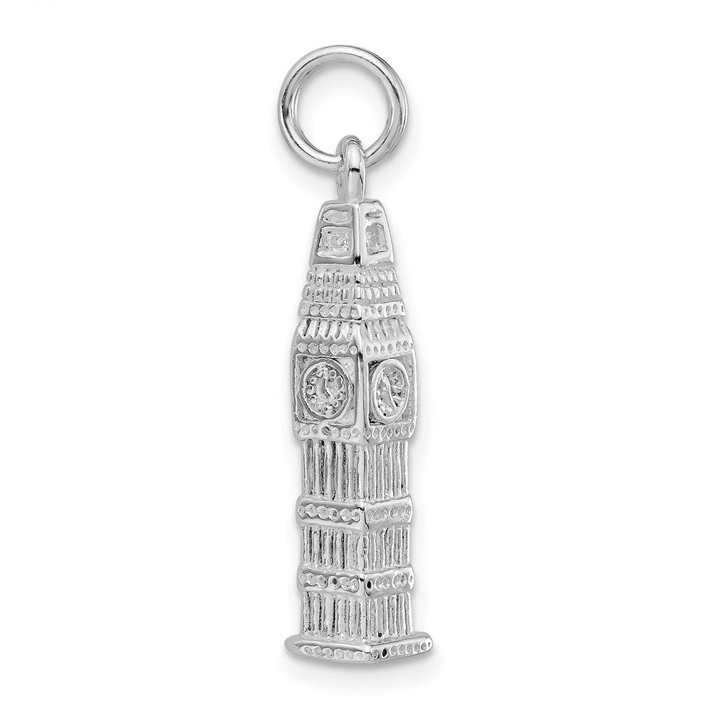 Sterlingsilber 3-d Poliert Clock Tower Charm