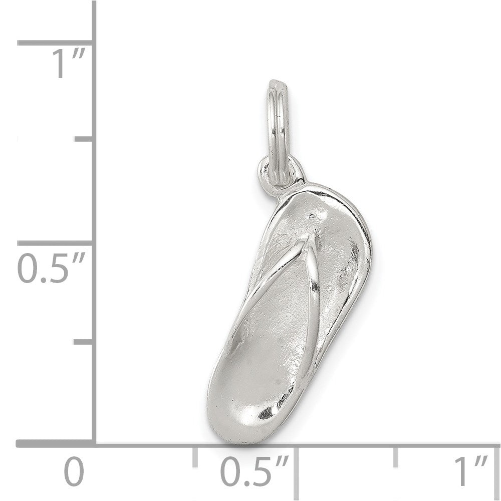 Sterlingsilber Rhodiniert Poliert Flip Flop Charm