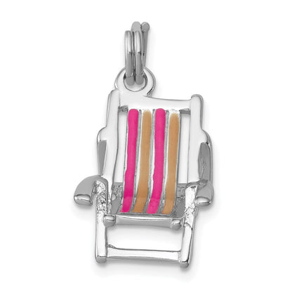 Sterlingsilber Rhodium-platedenamel Beach Chair Charm